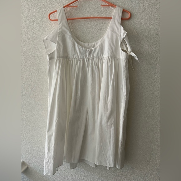 NEW Zara white cold shoulder bow baby doll dress size M 100% cotton - Picture 5 of 7